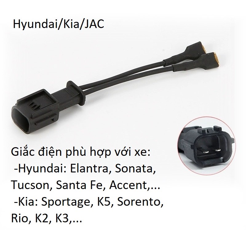 Giắc còi 2 pin phù hợp với xe Hyundai/Kia/JAC