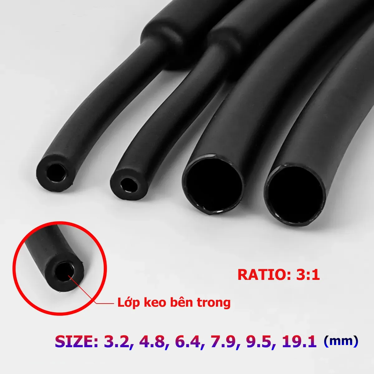 Ống gen co nhiệt với lớp keo nóng chảy bên trong thành ống